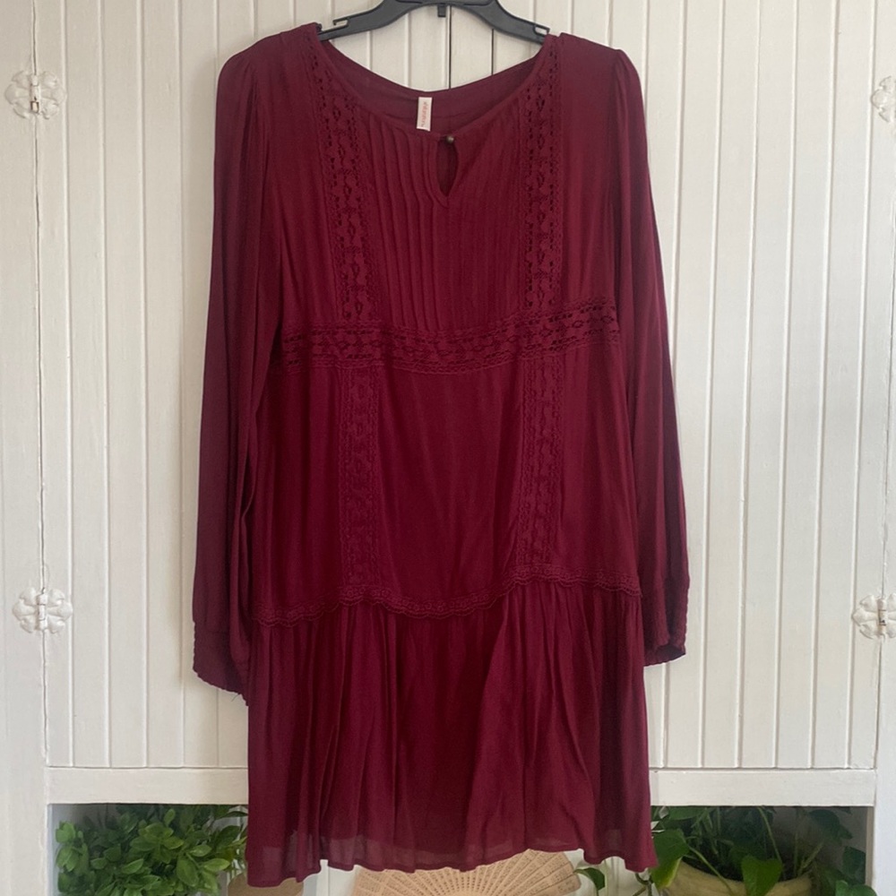 Large Burgundy Mini Dress